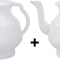 Pair of White & White Lota | Bodna | Toilet Wash Jug | 2.25 Liters