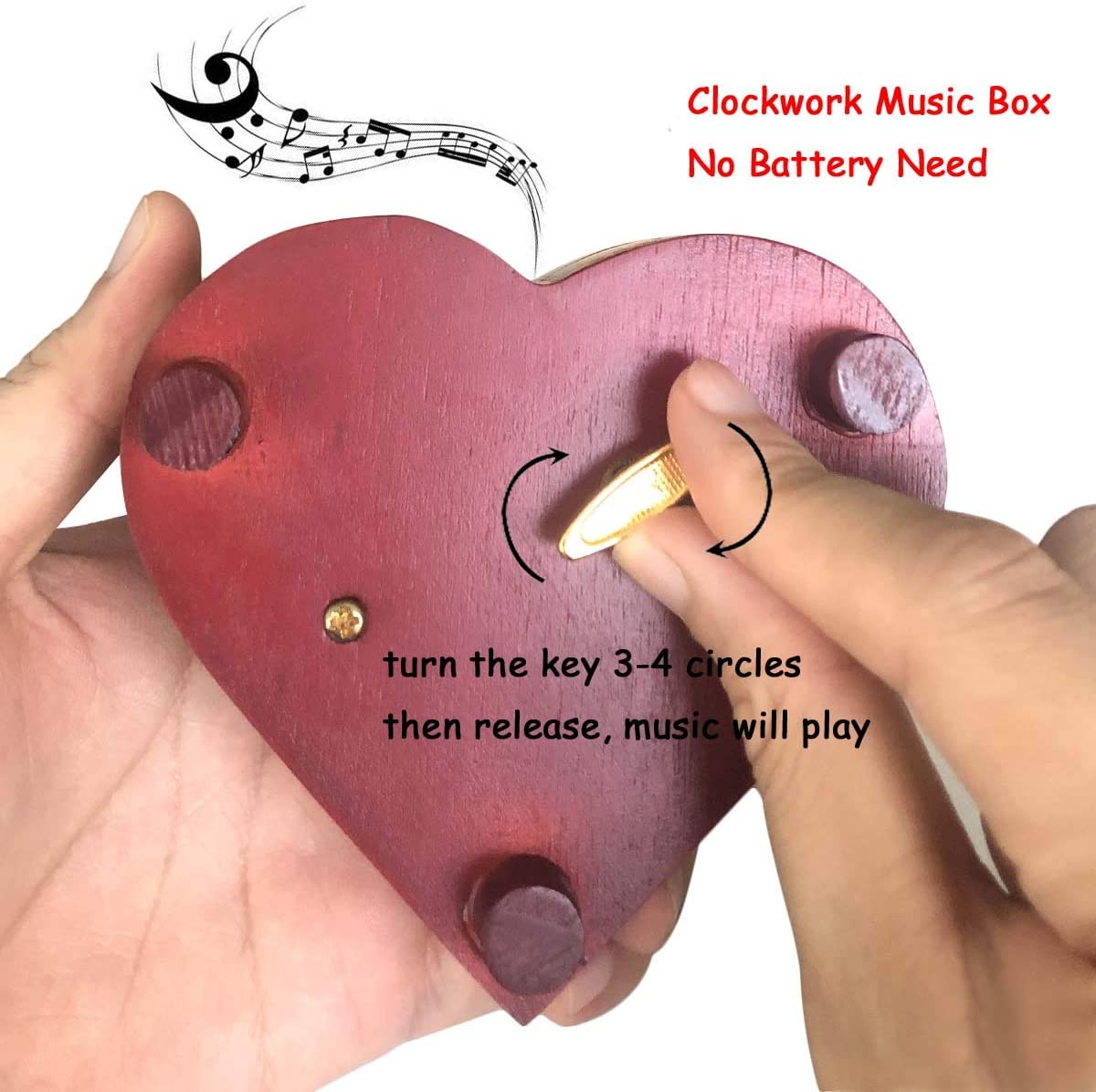 Beautiful Wooden Heart Shaped Windup Music Box | Plays Iconic Kuch Kuch Hota Hai tune | Great Desi Gift - Desify